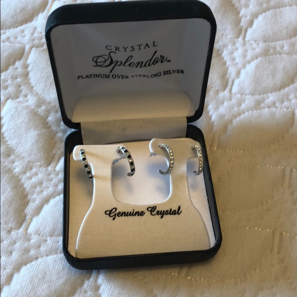 Sterling silver and crystal small hoop earrings